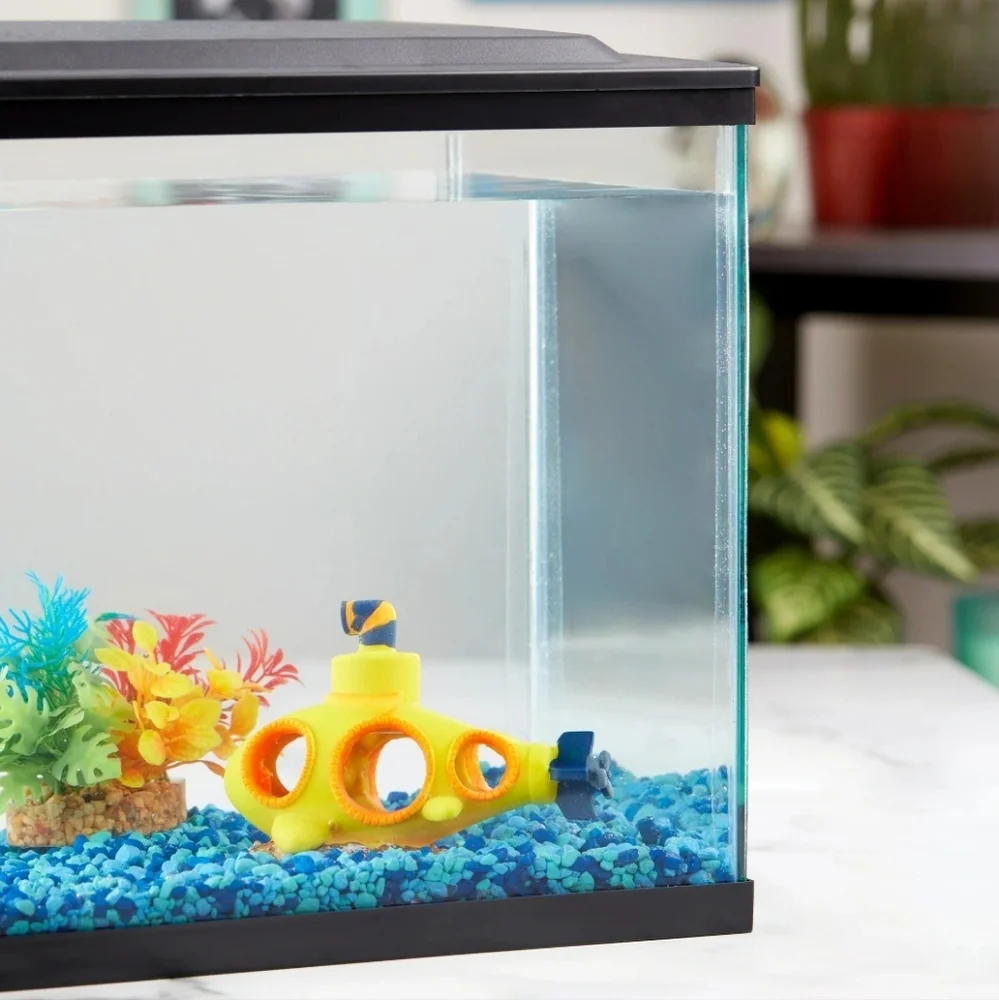 Aqua Culture Yellow Glow‎ in Dark Submarine Aquarium Ornament Fish Tank Decor